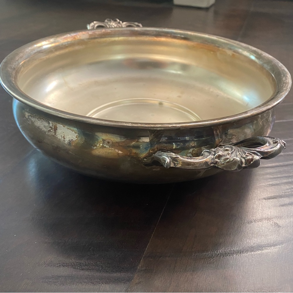 Antique Elegant Silver Bowl with Ornate Handles